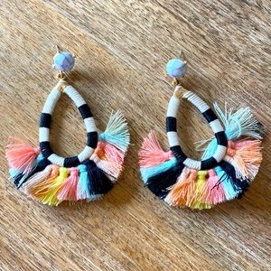 Multi color fringe earrings